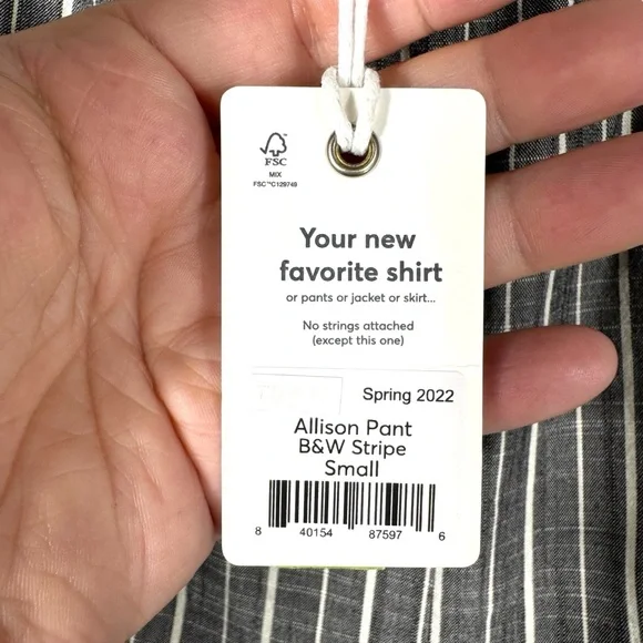 Marine Layer Allison Pants Dolphin Hem, Black/White Stripe, Size Small - Picture 8 of 13